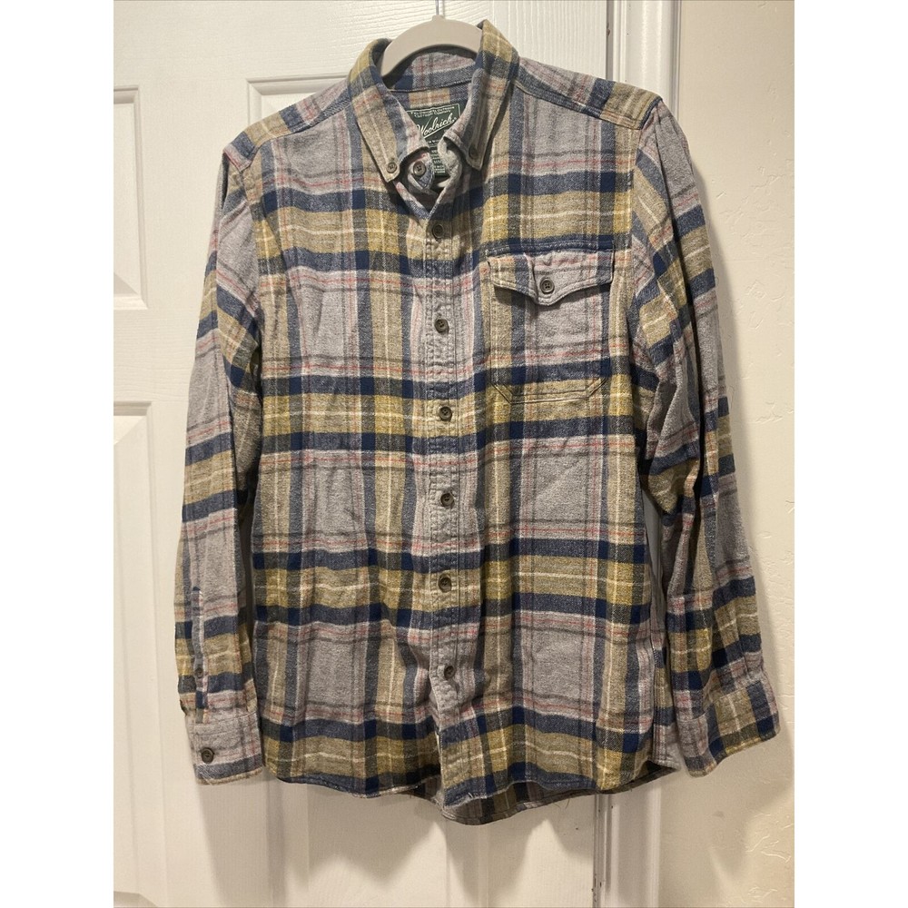 Woolrich Flannel Shirt Mens XL Blue Plaid Long Sleeve Button Up